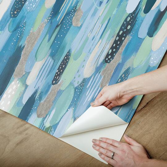 RoomMates Blue & Green Brushstroke Peel & Stick Wallpaper